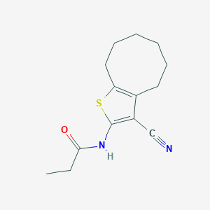 molecular formula C14H18N2OS B10972344 N-(3-cyano-4,5,6,7,8,9-hexahydrocycloocta[b]thiophen-2-yl)propanamide 