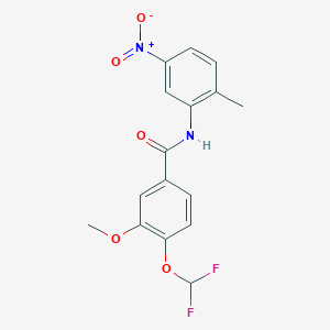 molecular formula C16H14F2N2O5 B10972362 4-(difluoromethoxy)-3-methoxy-N-(2-methyl-5-nitrophenyl)benzamide 