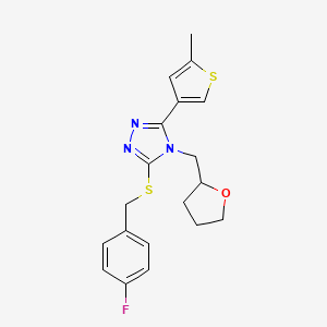 molecular formula C19H20FN3OS2 B10972405 3-[(4-fluorobenzyl)sulfanyl]-5-(5-methylthiophen-3-yl)-4-(tetrahydrofuran-2-ylmethyl)-4H-1,2,4-triazole 