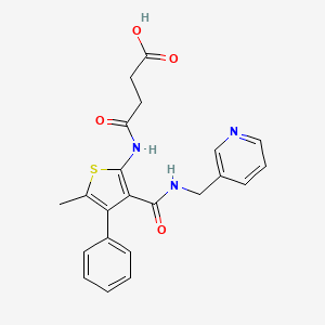 molecular formula C22H21N3O4S B10972425 4-({5-Methyl-4-phenyl-3-[(pyridin-3-ylmethyl)carbamoyl]thiophen-2-yl}amino)-4-oxobutanoic acid 