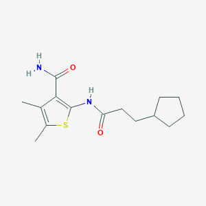 molecular formula C15H22N2O2S B10972468 2-[(3-Cyclopentylpropanoyl)amino]-4,5-dimethylthiophene-3-carboxamide 