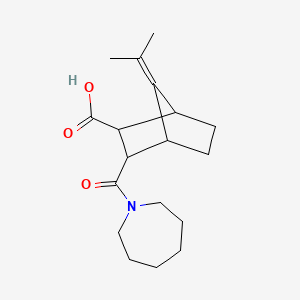 molecular formula C18H27NO3 B10972505 3-(Azepan-1-ylcarbonyl)-7-(propan-2-ylidene)bicyclo[2.2.1]heptane-2-carboxylic acid 