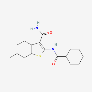 molecular formula C17H24N2O2S B10972629 2-[(Cyclohexylcarbonyl)amino]-6-methyl-4,5,6,7-tetrahydro-1-benzothiophene-3-carboxamide 