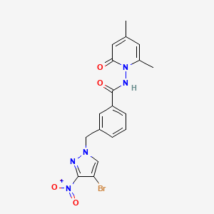 3-[(4-bromo-3-nitro-1H-pyrazol-1-yl)methyl]-N-(4,6-dimethyl-2-oxopyridin-1(2H)-yl)benzamide