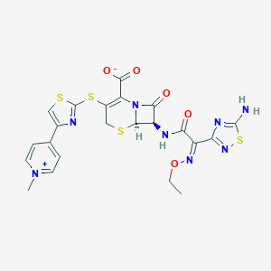molecular formula C22H20N8O5S4 B109729 (6R,7R)-7-{[(2Z)-2-(5-氨基-1,2,4-噻二唑-3-基)-2-(乙氧基亚氨基)乙酰]氨基}-3-{[4-(1-甲基吡啶-4-基)-1,3-噻唑-2-基]硫代}-8-氧代-5-噻-1-氮杂双环[4.2.0]辛-2-烯-2-羧酸酯 CAS No. 189345-04-8