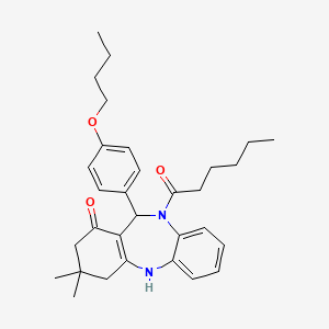 11-(4-butoxyphenyl)-10-hexanoyl-3,3-dimethyl-2,3,4,5,10,11-hexahydro-1H-dibenzo[b,e][1,4]diazepin-1-one