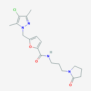 5-[(4-chloro-3,5-dimethyl-1H-pyrazol-1-yl)methyl]-N-[3-(2-oxopyrrolidin-1-yl)propyl]furan-2-carboxamide