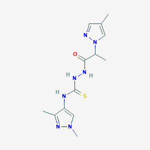 molecular formula C13H19N7OS B10973094 N-(1,3-dimethyl-1H-pyrazol-4-yl)-2-[2-(4-methyl-1H-pyrazol-1-yl)propanoyl]hydrazinecarbothioamide 