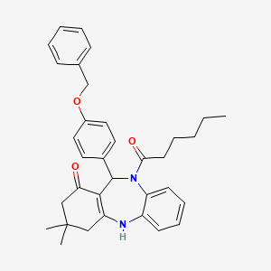 11-[4-(benzyloxy)phenyl]-10-hexanoyl-3,3-dimethyl-2,3,4,5,10,11-hexahydro-1H-dibenzo[b,e][1,4]diazepin-1-one