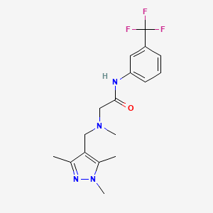 molecular formula C17H21F3N4O B10973294 2-{Methyl[(1,3,5-trimethyl-1H-pyrazol-4-YL)methyl]amino}-N-[3-(trifluoromethyl)phenyl]acetamide 