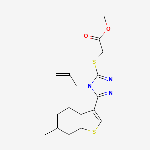 molecular formula C17H21N3O2S2 B10973354 methyl {[5-(6-methyl-4,5,6,7-tetrahydro-1-benzothiophen-3-yl)-4-(prop-2-en-1-yl)-4H-1,2,4-triazol-3-yl]sulfanyl}acetate 