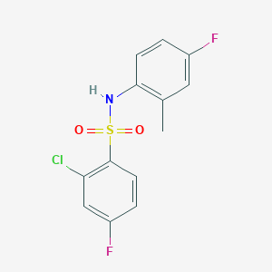 molecular formula C13H10ClF2NO2S B10973461 2-chloro-4-fluoro-N-(4-fluoro-2-methylphenyl)benzenesulfonamide 