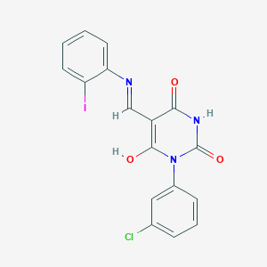 molecular formula C17H11ClIN3O3 B10973480 (5Z)-1-(3-chlorophenyl)-5-{[(2-iodophenyl)amino]methylidene}pyrimidine-2,4,6(1H,3H,5H)-trione 