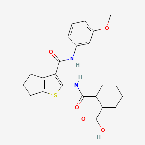 2-({3-[(3-methoxyphenyl)carbamoyl]-5,6-dihydro-4H-cyclopenta[b]thiophen-2-yl}carbamoyl)cyclohexanecarboxylic acid