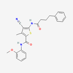 molecular formula C24H23N3O3S B10973558 4-cyano-N-(2-methoxyphenyl)-3-methyl-5-[(4-phenylbutanoyl)amino]thiophene-2-carboxamide 