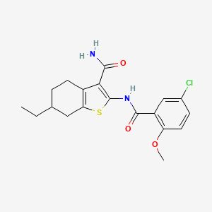 molecular formula C19H21ClN2O3S B10973616 2-[(5-Chloro-2-methoxybenzoyl)amino]-6-ethyl-4,5,6,7-tetrahydro-1-benzothiophene-3-carboxamide 