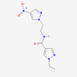 molecular formula C11H14N6O3 B10973624 1-ethyl-N-[2-(4-nitro-1H-pyrazol-1-yl)ethyl]-1H-pyrazole-4-carboxamide 