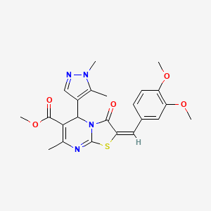 methyl (2E)-2-(3,4-dimethoxybenzylidene)-5-(1,5-dimethyl-1H-pyrazol-4-yl)-7-methyl-3-oxo-2,3-dihydro-5H-[1,3]thiazolo[3,2-a]pyrimidine-6-carboxylate