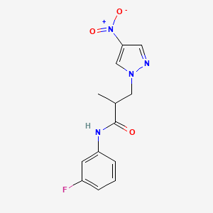 N-(3-fluorophenyl)-2-methyl-3-(4-nitro-1H-pyrazol-1-yl)propanamide