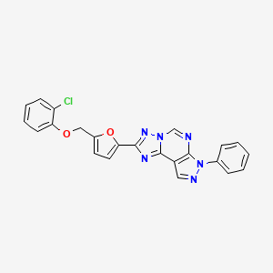 molecular formula C23H15ClN6O2 B10973876 2-{5-[(2-Chlorophenoxy)methyl]-2-furyl}-7-phenyl-7H-pyrazolo[4,3-E][1,2,4]triazolo[1,5-C]pyrimidine 