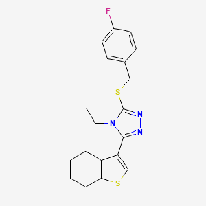 molecular formula C19H20FN3S2 B10973961 4-ethyl-3-[(4-fluorobenzyl)sulfanyl]-5-(4,5,6,7-tetrahydro-1-benzothiophen-3-yl)-4H-1,2,4-triazole 