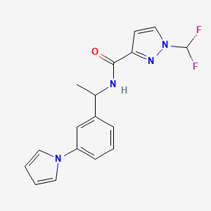 molecular formula C17H16F2N4O B10974068 1-(difluoromethyl)-N-{1-[3-(1H-pyrrol-1-yl)phenyl]ethyl}-1H-pyrazole-3-carboxamide 