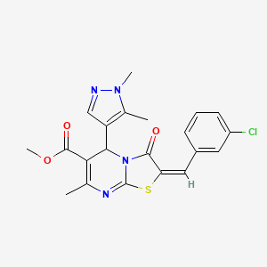 methyl (2E)-2-(3-chlorobenzylidene)-5-(1,5-dimethyl-1H-pyrazol-4-yl)-7-methyl-3-oxo-2,3-dihydro-5H-[1,3]thiazolo[3,2-a]pyrimidine-6-carboxylate