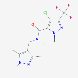 molecular formula C14H17ClF3N5O B10974106 4-chloro-N,1-dimethyl-3-(trifluoromethyl)-N-[(1,3,5-trimethyl-1H-pyrazol-4-yl)methyl]-1H-pyrazole-5-carboxamide 