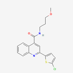 molecular formula C18H17ClN2O2S B10974135 2-(5-chlorothiophen-2-yl)-N-(3-methoxypropyl)quinoline-4-carboxamide 