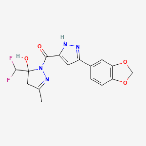 [5-(1,3-benzodioxol-5-yl)-1H-pyrazol-3-yl][5-(difluoromethyl)-5-hydroxy-3-methyl-4,5-dihydro-1H-pyrazol-1-yl]methanone