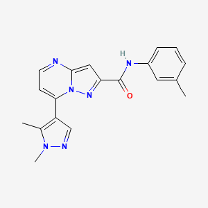 molecular formula C19H18N6O B10974265 7-(1,5-dimethyl-1H-pyrazol-4-yl)-N-(3-methylphenyl)pyrazolo[1,5-a]pyrimidine-2-carboxamide 