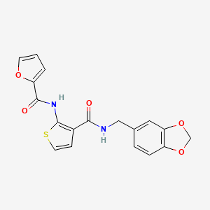 N-{3-[(1,3-benzodioxol-5-ylmethyl)carbamoyl]thiophen-2-yl}furan-2-carboxamide