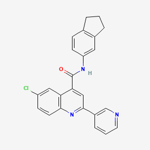 6-chloro-N-(2,3-dihydro-1H-inden-5-yl)-2-(pyridin-3-yl)quinoline-4-carboxamide