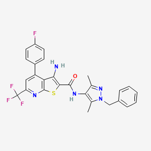 molecular formula C27H21F4N5OS B10974306 3-amino-N-(1-benzyl-3,5-dimethyl-1H-pyrazol-4-yl)-4-(4-fluorophenyl)-6-(trifluoromethyl)thieno[2,3-b]pyridine-2-carboxamide 