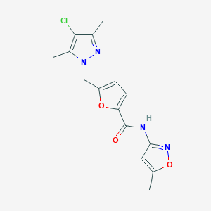 5-[(4-chloro-3,5-dimethyl-1H-pyrazol-1-yl)methyl]-N-(5-methyl-1,2-oxazol-3-yl)furan-2-carboxamide