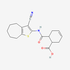 6-[(3-cyano-5,6,7,8-tetrahydro-4H-cyclohepta[b]thiophen-2-yl)carbamoyl]cyclohex-3-ene-1-carboxylic acid