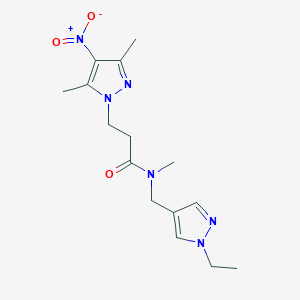 molecular formula C15H22N6O3 B10974351 3-(3,5-dimethyl-4-nitro-1H-pyrazol-1-yl)-N-[(1-ethyl-1H-pyrazol-4-yl)methyl]-N-methylpropanamide 