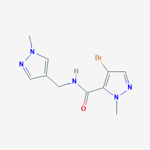 molecular formula C10H12BrN5O B10974380 4-bromo-1-methyl-N-[(1-methyl-1H-pyrazol-4-yl)methyl]-1H-pyrazole-5-carboxamide 