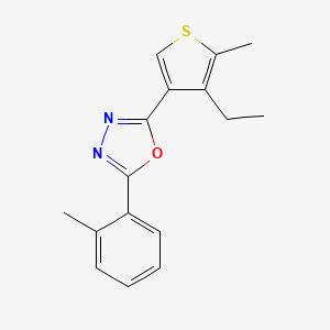 molecular formula C16H16N2OS B10974418 2-(4-Ethyl-5-methylthiophen-3-yl)-5-(2-methylphenyl)-1,3,4-oxadiazole 