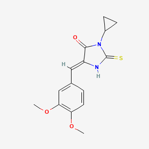 (5Z)-3-cyclopropyl-5-(3,4-dimethoxybenzylidene)-2-thioxoimidazolidin-4-one