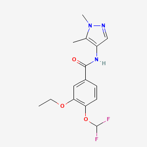 molecular formula C15H17F2N3O3 B10974432 4-(difluoromethoxy)-N-(1,5-dimethyl-1H-pyrazol-4-yl)-3-ethoxybenzamide 