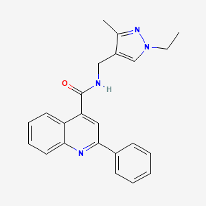 molecular formula C23H22N4O B10974752 N-[(1-ethyl-3-methyl-1H-pyrazol-4-yl)methyl]-2-phenylquinoline-4-carboxamide 