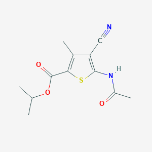 molecular formula C12H14N2O3S B10974776 Propan-2-yl 5-(acetylamino)-4-cyano-3-methylthiophene-2-carboxylate 