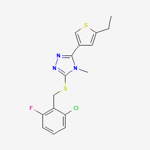 molecular formula C16H15ClFN3S2 B10974804 3-[(2-chloro-6-fluorobenzyl)sulfanyl]-5-(5-ethylthiophen-3-yl)-4-methyl-4H-1,2,4-triazole 