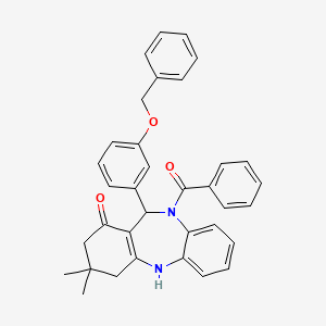 molecular formula C35H32N2O3 B10974851 {11-[3-(benzyloxy)phenyl]-1-hydroxy-3,3-dimethyl-2,3,4,11-tetrahydro-10H-dibenzo[b,e][1,4]diazepin-10-yl}(phenyl)methanone 