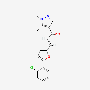 molecular formula C19H17ClN2O2 B10974874 (2E)-3-[5-(2-chlorophenyl)furan-2-yl]-1-(1-ethyl-5-methyl-1H-pyrazol-4-yl)prop-2-en-1-one 