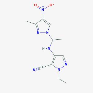 1-ethyl-4-{[1-(3-methyl-4-nitro-1H-pyrazol-1-yl)ethyl]amino}-1H-pyrazole-5-carbonitrile