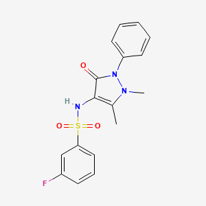 molecular formula C17H16FN3O3S B10975329 N-(1,5-dimethyl-3-oxo-2-phenyl-2,3-dihydro-1H-pyrazol-4-yl)-3-fluorobenzenesulfonamide 