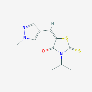 molecular formula C11H13N3OS2 B10975334 (5E)-5-[(1-methyl-1H-pyrazol-4-yl)methylidene]-3-(propan-2-yl)-2-thioxo-1,3-thiazolidin-4-one 