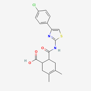 molecular formula C19H19ClN2O3S B10975425 6-{[4-(4-Chlorophenyl)-1,3-thiazol-2-yl]carbamoyl}-3,4-dimethylcyclohex-3-ene-1-carboxylic acid 